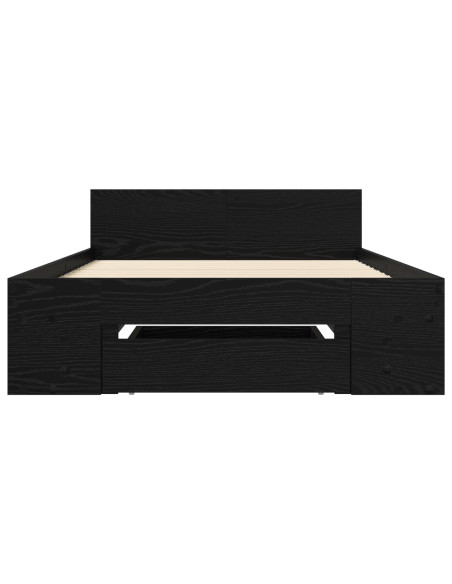 Telaio del letto con storage Rovere Nero 80 x 200 cm