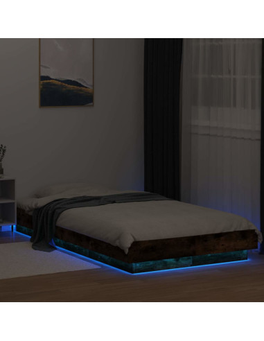 Letto con LED Rovere Fumo 80 x 200 cm Legno ingegnerizzato