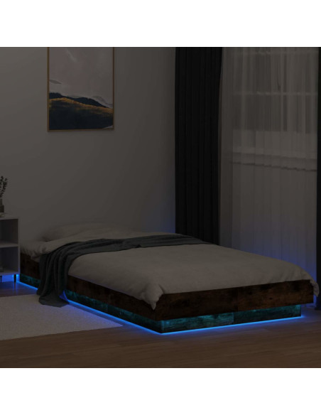Letto con LED Rovere Fumo 80 x 200 cm Legno ingegnerizzato