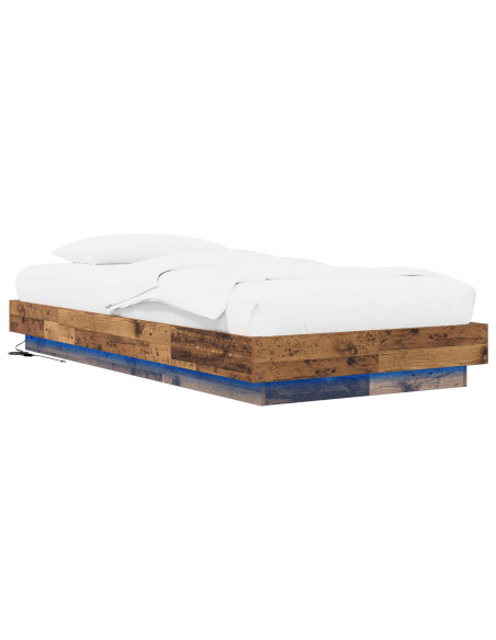 Letto con LED Legno antico 80 x 200 cm Legno ingegnerizzato
