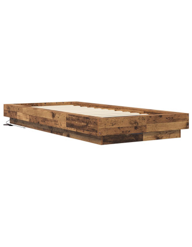 Letto con LED Legno antico 80 x 200 cm Legno ingegnerizzato