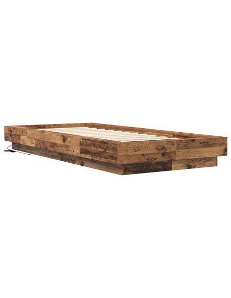 Letto con LED Legno antico 80 x 200 cm Legno ingegnerizzato