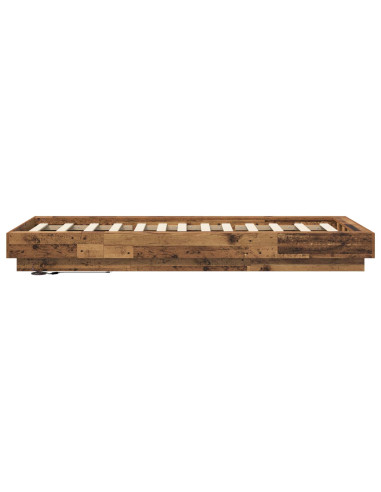 Letto con LED Legno antico 80 x 200 cm Legno ingegnerizzato