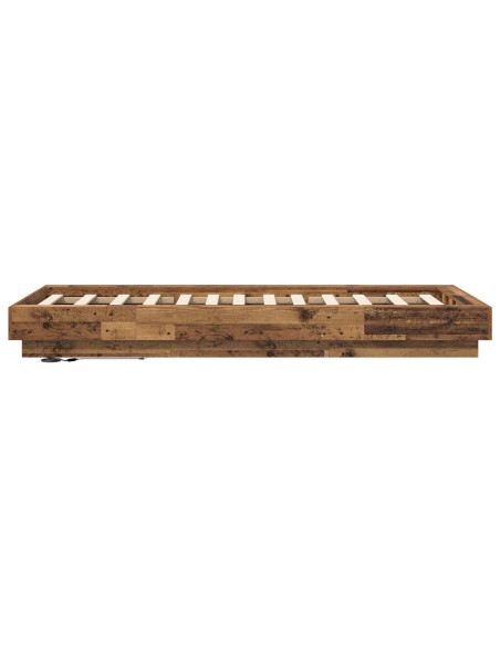 Letto con LED Legno antico 80 x 200 cm Legno ingegnerizzato