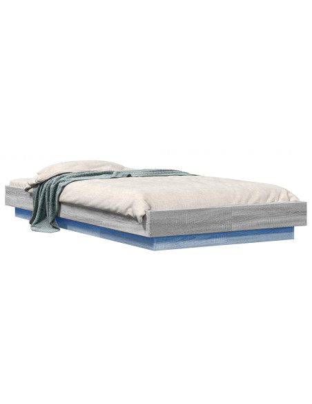 Letto con LED Sonoma grigio 80 x 200 cm Legno ingegnerizzato