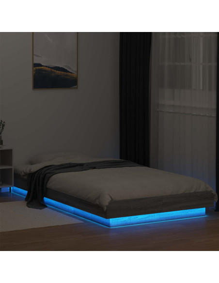 Letto con LED Sonoma grigio 80 x 200 cm Legno ingegnerizzato