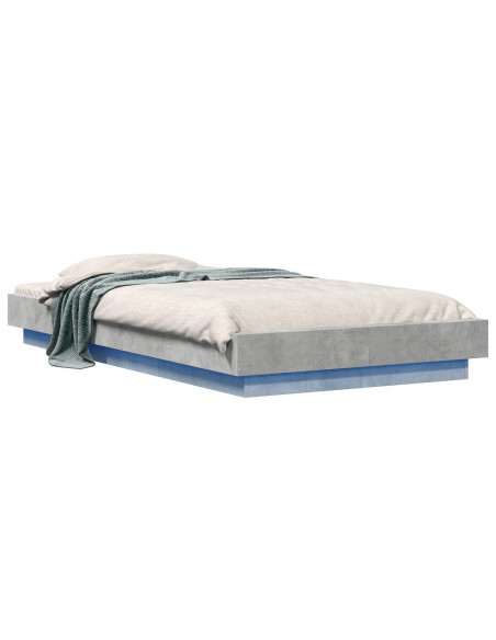 Letto con LED Grigio Cemento 80 x 200 cm Legno ingegnerizzato