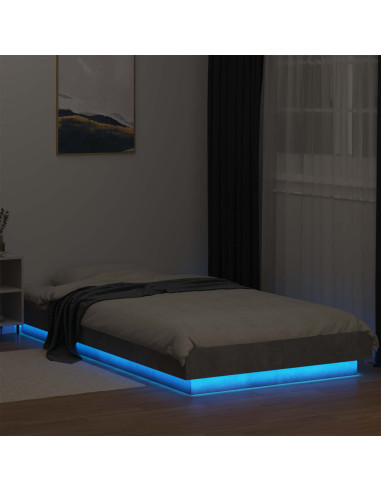 Letto con LED Grigio Cemento 80 x 200 cm Legno ingegnerizzato