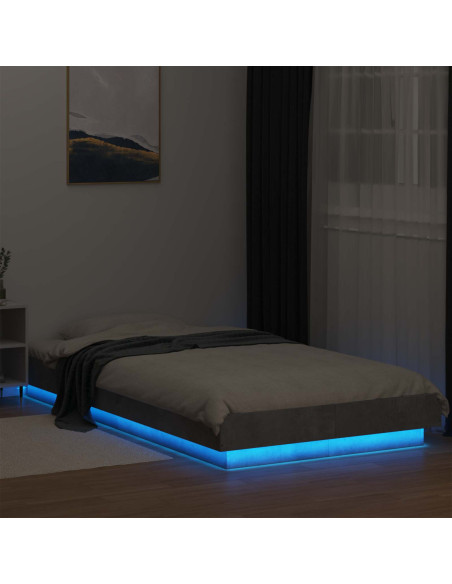 Letto con LED Grigio Cemento 80 x 200 cm Legno ingegnerizzato