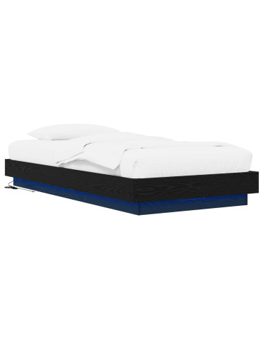 Letto con LED Rovere Nero 80 x 200 cm Legno ingegnerizzato