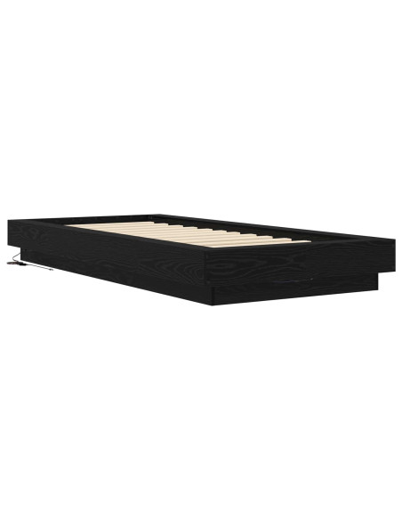 Letto con LED Rovere Nero 80 x 200 cm Legno ingegnerizzato