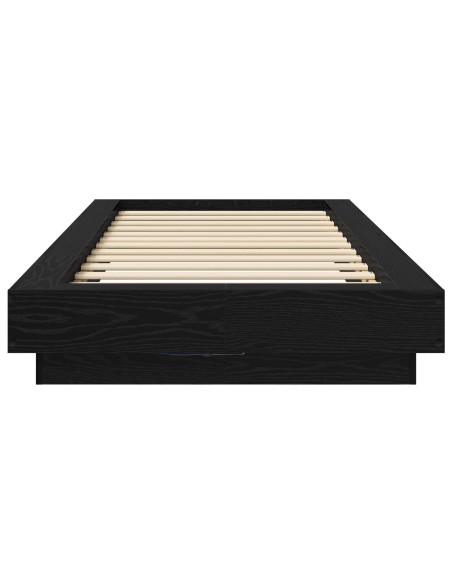 Letto con LED Rovere Nero 80 x 200 cm Legno ingegnerizzato