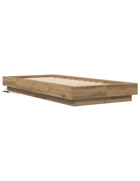 Letto con LED con strisce LED Rovere Artigianale 80 x 200 cm