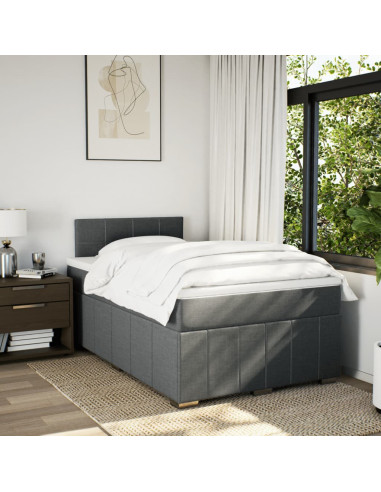 Giroletto a Molle con Materasso Grigio Scuro 120x190cm Tessuto