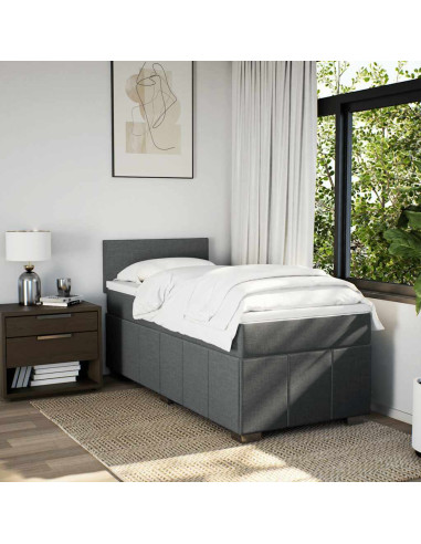 Giroletto a Molle con Materasso Grigio Scuro 80x200 cm Tessuto