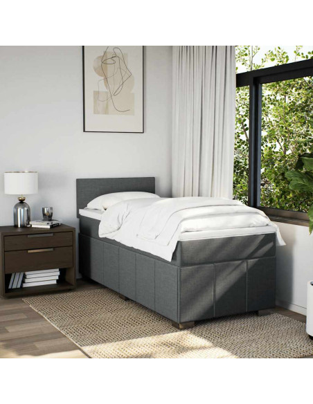 Giroletto a Molle con Materasso Grigio Scuro 80x200 cm Tessuto