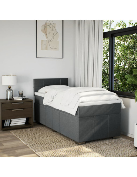 Giroletto a Molle con Materasso Grigio Scuro 80x200 cm Tessuto