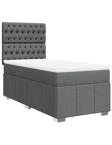 Giroletto a Molle con Materasso Grigio Scuro 80x200 cm Tessuto