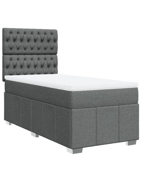 Giroletto a Molle con Materasso Grigio Scuro 80x200 cm Tessuto