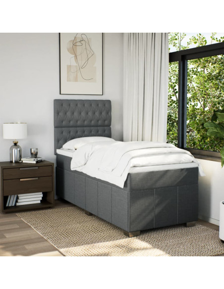Giroletto a Molle con Materasso Grigio Scuro 80x200 cm Tessuto