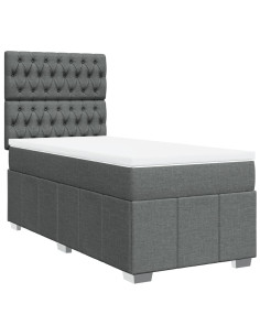 Giroletto a Molle con Materasso Grigio Scuro 80x200 cm Tessuto 2