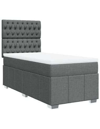 Giroletto a Molle con Materasso Grigio Scuro 80x200 cm Tessuto