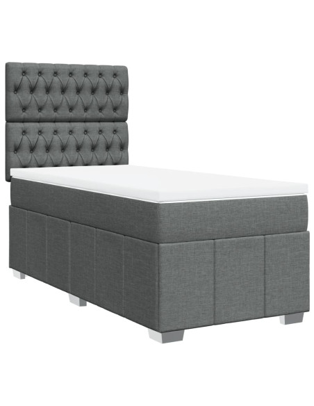 Giroletto a Molle con Materasso Grigio Scuro 80x200 cm Tessuto