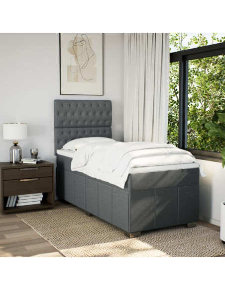 Giroletto a Molle con Materasso Grigio Scuro 80x200 cm Tessuto