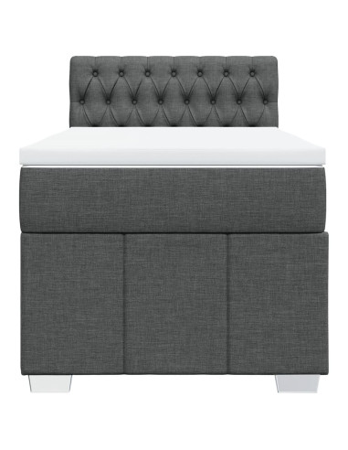 Giroletto a Molle con Materasso Grigio Scuro 80x200 cm Tessuto