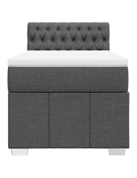 Giroletto a Molle con Materasso Grigio Scuro 80x200 cm Tessuto