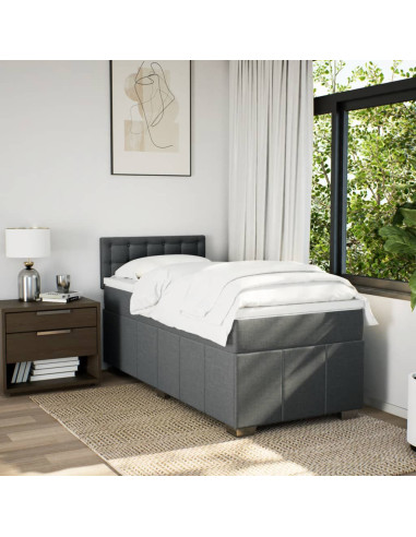 Giroletto a Molle con Materasso Grigio Scuro 80x200 cm Tessuto
