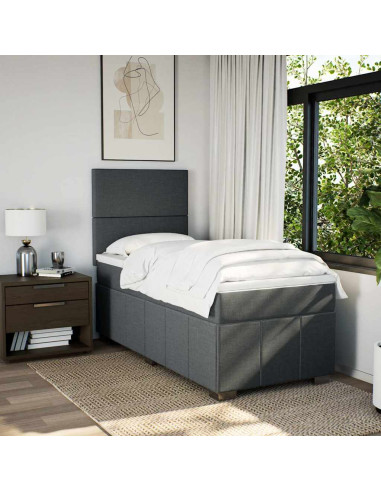 Giroletto a Molle con Materasso Grigio Scuro 80x200 cm Tessuto
