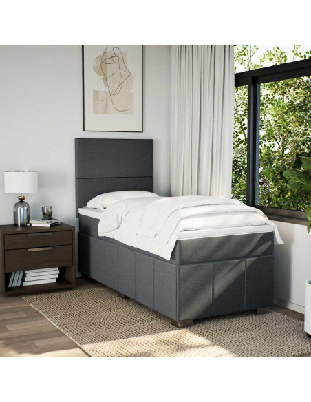 Giroletto a Molle con Materasso Grigio Scuro 80x200 cm Tessuto