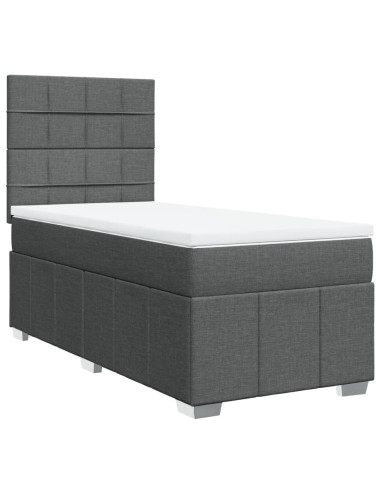 Giroletto a Molle con Materasso Grigio Scuro 80x200 cm Tessuto
