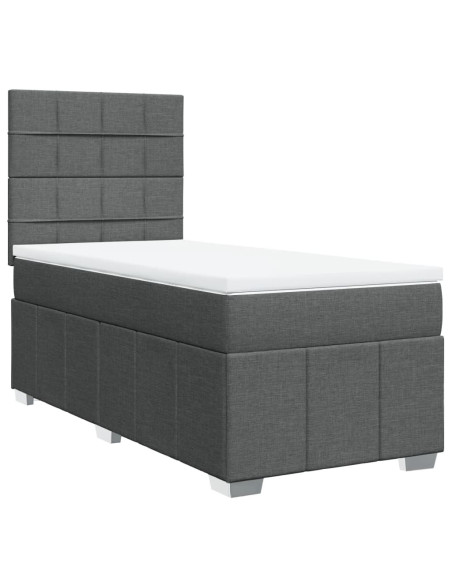 Giroletto a Molle con Materasso Grigio Scuro 80x200 cm Tessuto