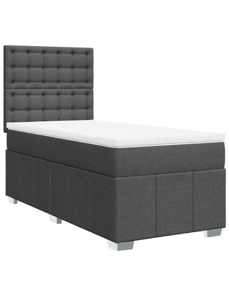Giroletto a Molle con Materasso Grigio Scuro 80x200 cm Tessuto