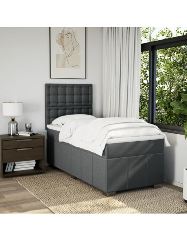 Giroletto a Molle con Materasso Grigio Scuro 80x200 cm Tessuto