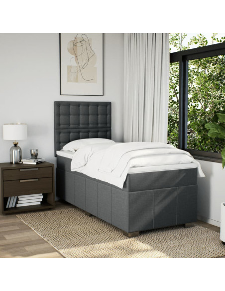 Giroletto a Molle con Materasso Grigio Scuro 80x200 cm Tessuto