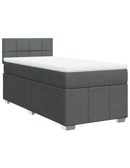 Giroletto a Molle con Materasso Grigio Scuro 80x200 cm Tessuto