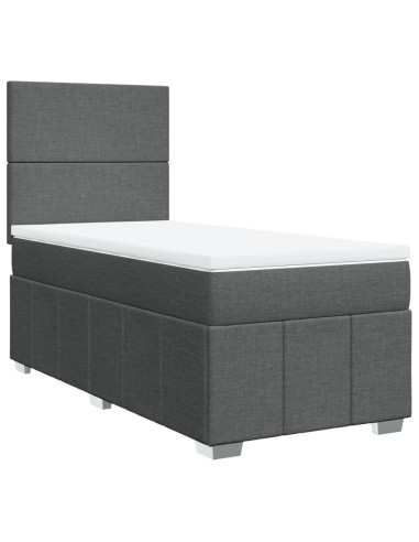 Giroletto a Molle con Materasso Grigio Scuro 80x200 cm Tessuto