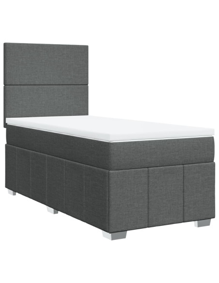 Giroletto a Molle con Materasso Grigio Scuro 80x200 cm Tessuto