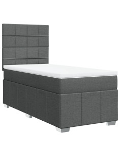 Giroletto a Molle con Materasso Grigio Scuro 80x200 cm Tessuto 2