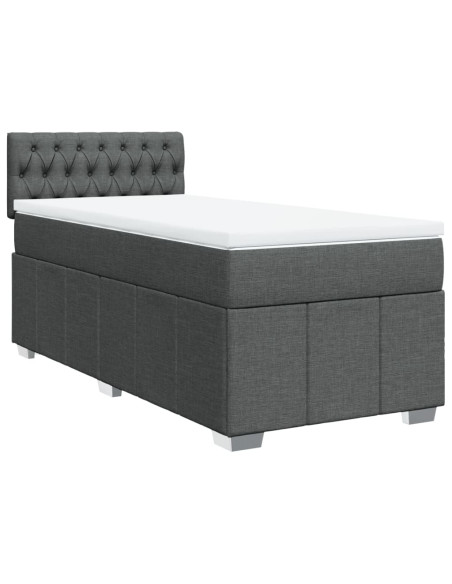 Giroletto a Molle con Materasso Grigio Scuro 80x200 cm Tessuto
