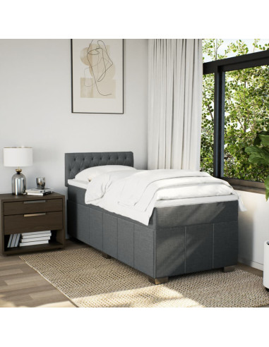 Giroletto a Molle con Materasso Grigio Scuro 80x200 cm Tessuto
