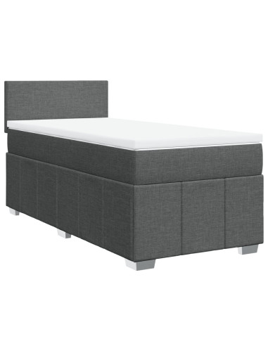 Giroletto a Molle con Materasso Grigio Scuro 80x200 cm Tessuto
