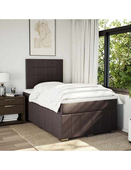 Giroletto a Molle con Materasso Marrone Scuro 120x190cm Tessuto