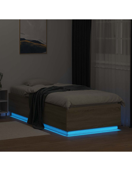 Letto con LED Rovere Sonoma 80 x 200 cm Legno ingegnerizzato