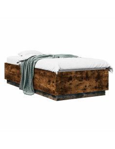 Letto con LED Rovere Fumo 80 x 200 cm Legno ingegnerizzato 2