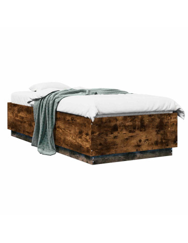 Letto con LED Rovere Fumo 80 x 200 cm Legno ingegnerizzato