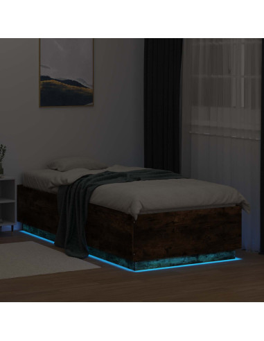 Letto con LED Rovere Fumo 80 x 200 cm Legno ingegnerizzato